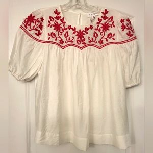 Thml white with red embroidery top